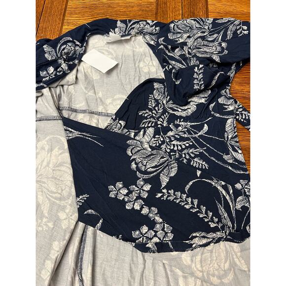 Motherhood Maternity Navy White Floral Flutter Sleeve Wrap Dress Size Medium NWT - Picture 13 of 13